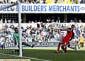 Glaring miss . . . Dominic Poleon lifts the ball over the bar from close range.