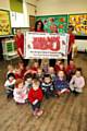 Red Robin pre-school in Thornham, Oldham, has undergone a revamp due to fundraising and donations from local businesses. Staff members (back left to right) Fay Morris, Janine Lightfoot, Emma Browitt and Janet Marshall with their thank you banner.