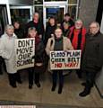 PROTESTERS . . . outside Oldham Civic Centre