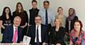 IVAN Lewis MP visits Oldham College to discuss the post of Mayor of Manchester, among other subjects. Back left to right, students Chelsea Ramsden, Gemma Rothwell, Joe Witney, Tariq Amin (president Asian Business Association), Kirsty Regan, Malia Begum (students). Front left to right, Ivan Lewis, Alun Francis (principal Oldham College), Laura Smart (KPMG), Jo Taylor (vice-president Oldham Chamber of Commerce)