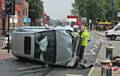 CAR-FLIP drama . . . the Honda Civic at Failsworth Pole