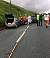 EMERGENCY services deal with the Holmfirth Road crash. 
