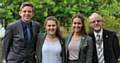 TOP STUDENTS (from the left) Jack McKie, Anna Lord and Lydia Harvey with Derek Cottrell (Rotary Club of Crompton and Royton President).
