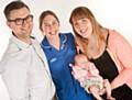 HYPNOBIRTH classes . . . Louise, Sam and Rosa Ashworth are pictured with a community midwife.