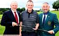 ROGER Smithies receives the Royton Sword for the second time from Barry McLoughlin (left), captain of Crompton and Royton, and club president Steve Horritt