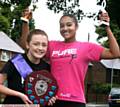 COURTNEY Burns (left) and Macy Keylock celebrate their success