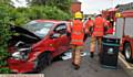 Crash involving two cars on Ripponden Road, Watersheddings.