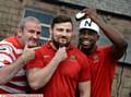 READY, steady, shave! From left, Phil Ward, Michael Ward and, helping with the shave, fellow team-mate Jamel Chisholm
