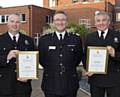 PC Adrian Spurrell, Chief Constable Ian Hopkins and PC Seamus Toal