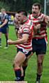 PROUD AS PUNCH . . . Dave Hewitt (left) celebrates during his last Oldham spell