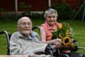 GEORGE celebrating his 102nd birthday with his wife Gladys