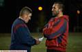 MAKING PLANS . . . No.2 Lee Spencer (left) and coach Scott Naylor are plotting Workington's downfall