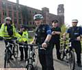 KEEP away from Hartford Mill . . . from left, PCSOs Mike Quarmby, Jacqui Haslam, Peter Kiba, Sgt Simon Halliwell and PCSO Norman Dodd