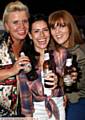 CHEERS . . . from the left, Lynsey Fletcher, Lauren Pine and Angela Campbell, all from Saddleworth