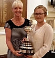 Crompton and Royton women's captain Linda Haughton with Carina Teirney