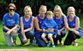 NINE in nine challenge . . . Gillian Haq, Danielle Corrigan, Eva Royle with son Sam, Charlotte Adams and Jennifer Ahern