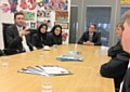 Students from Oasis Academy Oldham with Jim McMahon, Member of Parliament for Oldham and West Royton