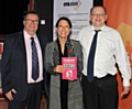 Chris Hamilton, Chairman of ORLFC, Debbie Abrahams, MP for Oldham East and Saddleworth and Craig Halstead, author of 'Roughyeds - Against All The Odds’