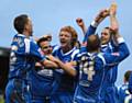 HIGH FIVES...flashback to Athletic's 5-0 drubbing of Nottingham Forest a decade ago when crowds of 8,000 flocked to watch the team
