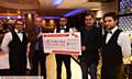 PRESENTATION of £400 to ABF the Soldiers' Charity by the Blue Tiffin Restaurant, raised by the restaurant and its customers. From left, Habibur Rahman, Jim Duffy (ABF the Soldiers' Charity), Terab Ali, Lipon Choudhury (restaurant owner), and Sayful Alam