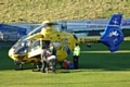 EMERGENCY call . . . Phyllis Bayley was lifted by air ambulance from Delph and Dobcross Cricket Club