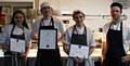 WINNERS . . . (L-R) Hopwood Hall College students Lucinda Lageard, Kyle Rosebury and Marcus Carter-Strutt with Sam Everett, Riverside Restaurant head chef
