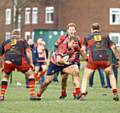 IN POSSESSION . . . Oldham's Gareth Blomeley attempts to make ground for his side