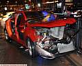 HEAD-ON . . . The badly damaged Renault Clio after a collision at junction of Cross Street and Shaw Road in Oldham 