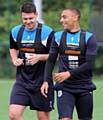 BEST OF FRIENDS . . . Anthony Gerrard and James Vaughan