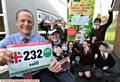 ST Joseph's RC Primary school deputy head teacher Steve Hill gets a send-off from pupils before his Jungle Ultra Marathon in Peru