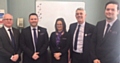 TEAM . . . (L-R) Councillor Jamie Curley, community banker Paul Geary, Oldham Linkage manager Janet Gardner, NatWest local CEO Paul Davies, digital expert Luke Smith