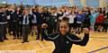 INSPIRING . . . Olympic boxer Natasha Jonas with pupils at the Primary School Health Champions launch