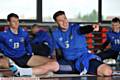 Oldham Athletic players in yoga session at GloGym in North Stand