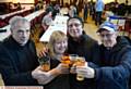 CHEERS . . . (from left) Dave Wilson, Lorraine Gee, Geoff Heaton and Chris Gannaway
