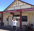 Saddleworth parish councillor Lesley Brown pictured with a Dobcross band club beer man at Saddleworth, south west Australia.