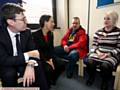 ANDY Burnham MP and Debbie Abrahams MP talking to John Whitehouse and Chloe Sypula