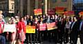 Tom Watson visting Labour candidates Debbie Abrahams and Jim McMahon in Oldham