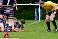 THAT'S A TRY . . . Harry Godfrey touches down for Saddleworth Rangers under the watchful eye of referee Simon Ellis