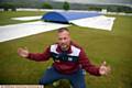 COVERED UP: Crompton captain Simon Wright is pictured in front of the wet square at Glebe Street