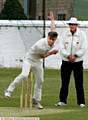 MOORSIDE bowler Jamie Taylor strives for a wicket. 