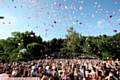 Tandle Hill, Royton, Oldham, balloon release, in memory to the Manchester attacks where Lisa Lees and Alison Howe, Both from Royton, died in that attack.