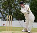 ON THE FRONT FOOT . . . Micklehurst's Lewis Daniel on his way to 55 against Werneth in Sunday's Championship fixture. 