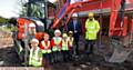 Children at Yew Tree Community School in Chadderton on site of their new nursery building. PIC L-R: Martine Buckley (Executive Head), Teddy Buckley, Samuel Hopkinson, Layla Hague, Henzi Lees, Zahra Hussain, Rais Bhatti (Head of School) and Richard Eccles (RH Fullwood and Co Ltd).