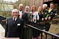 Maggie's Oldham opening ceremony, from left, Sir Norman Stoller, Oldham Mayor Councillor Shadab Qumer Mayoress Sobia Arshi, Laura Lee (Maggie's chief executive), Lucy Steed-Fassett, Charles Jencks and architect Alex de Rijke
