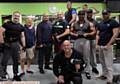 OPEN for Ramadan . . . Fitbodz owner Karl Verbruggen (front) with some of his gym members