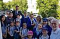 MP Jim McMahon (back left) with Labour leader Jeremy Corbyn (front right) and pupils from Whitegate End Primary School