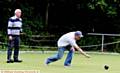 WINNER of the Hollinwood qualifier, Darren Griffiths (right), releases a delivery, with Peter Kostyk looking on