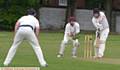 THOU SHALL NOT PASS . . . Werneth's Matt Taylor, who made 89, shows a straight bat

