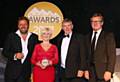 AWARDS host Martin Roberts with First Choice CEO Cath Green, chair Ged Lucas and award sponsor Martin Bury