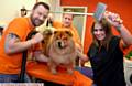 PAMPER time . . . Wu the Chow Chow is treated by Mark Screawn, Stuart Spenceley and Nicola Fowler